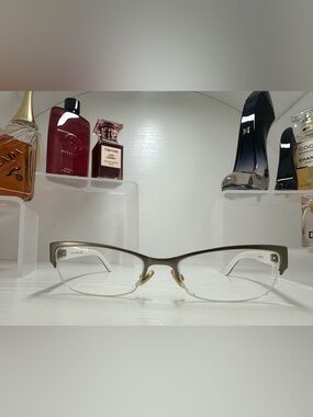 Gucci Semi-Rimless Eyeglasses in Brown and Gold